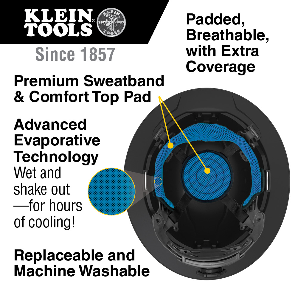 Klein Tools KARBN Non-Vented Class E Full Brim Hard Hat from Columbia Safety